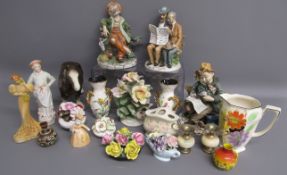 Collection of ceramics includes Arthur Wood jug, Italian vases, figurines, shire horse etc