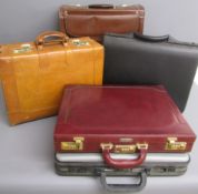 5 cases - Corolla red, Eminet hard shell, Carlton hard shell, brown leather large case and brown