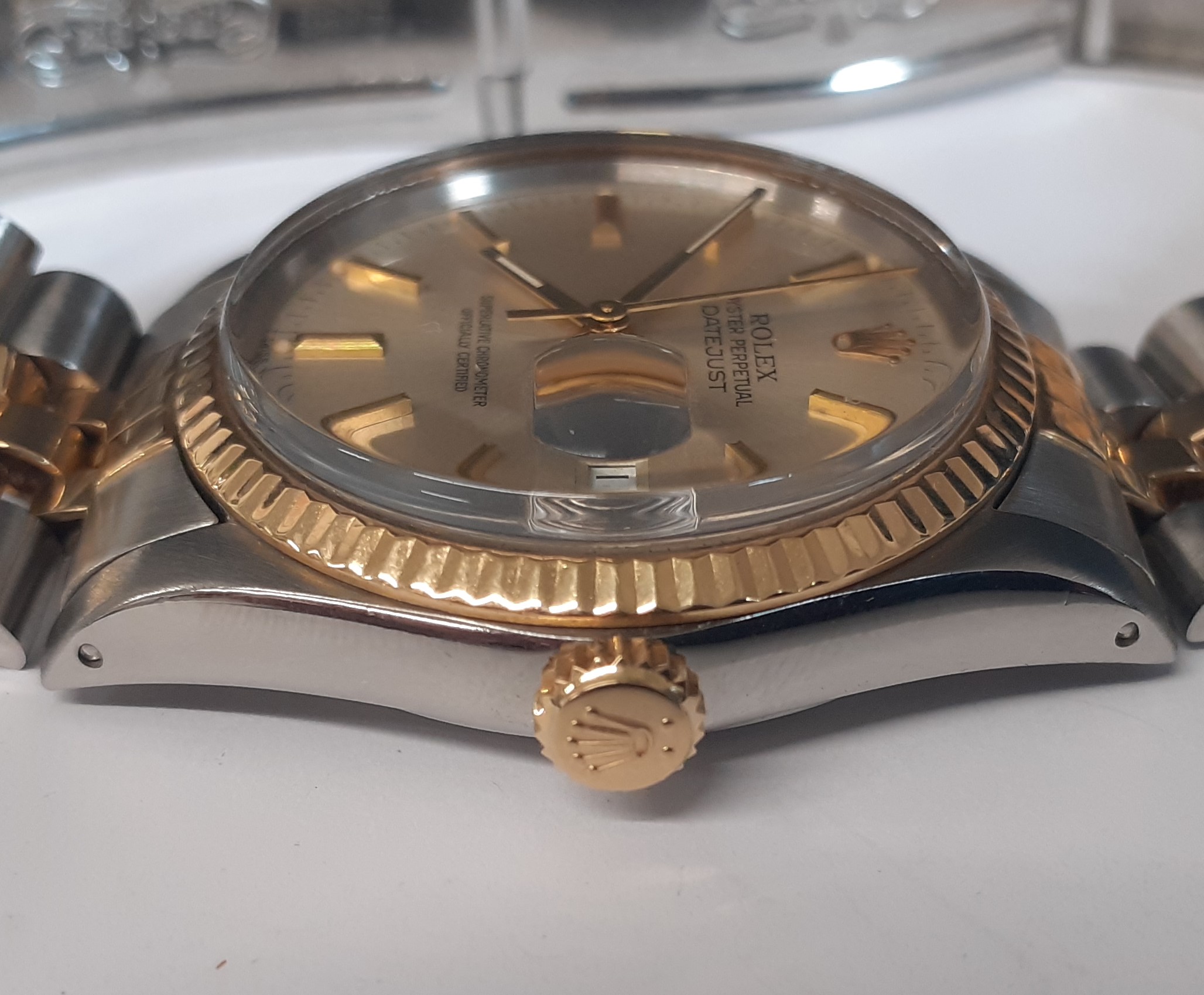 Rolex Oyster Perpetual Datejust wristwatch, 18ct gold & steel, with date aperture, case dia.35mm - Image 5 of 8