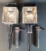 Pair of carriage lamps with original holders (glass damaged)