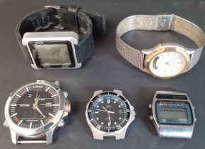 Lorus large dial Chronograph watch (no strap), Timex Quartz watch (no strap), Casio Quartz Alarm