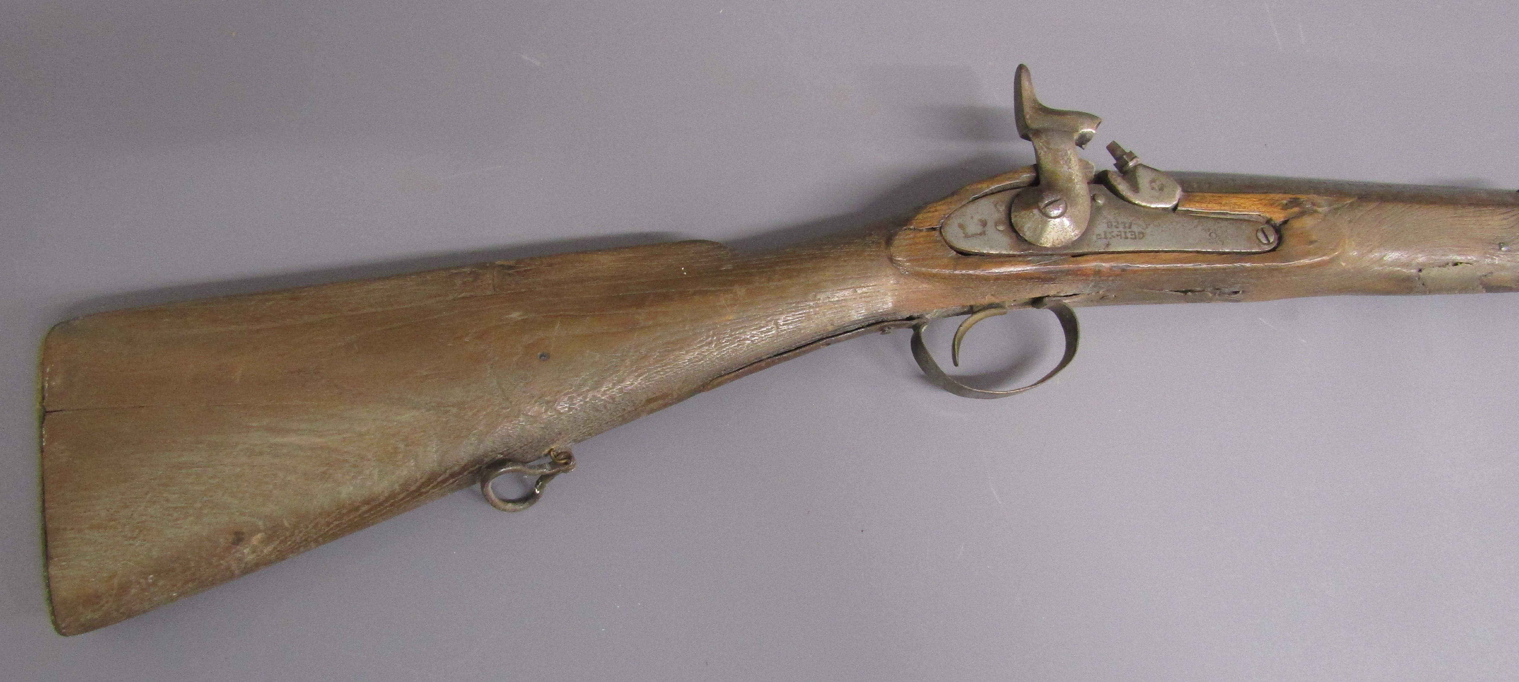 Percussion cap musket with brass plate to butt, stamped marks to trigger and muzzle - Image 7 of 14
