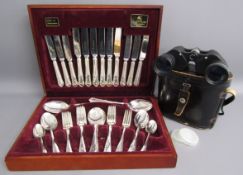 Cooper Ludlam by House of Fraser cutlery set and pair of Fernseh made in Japan binoculars