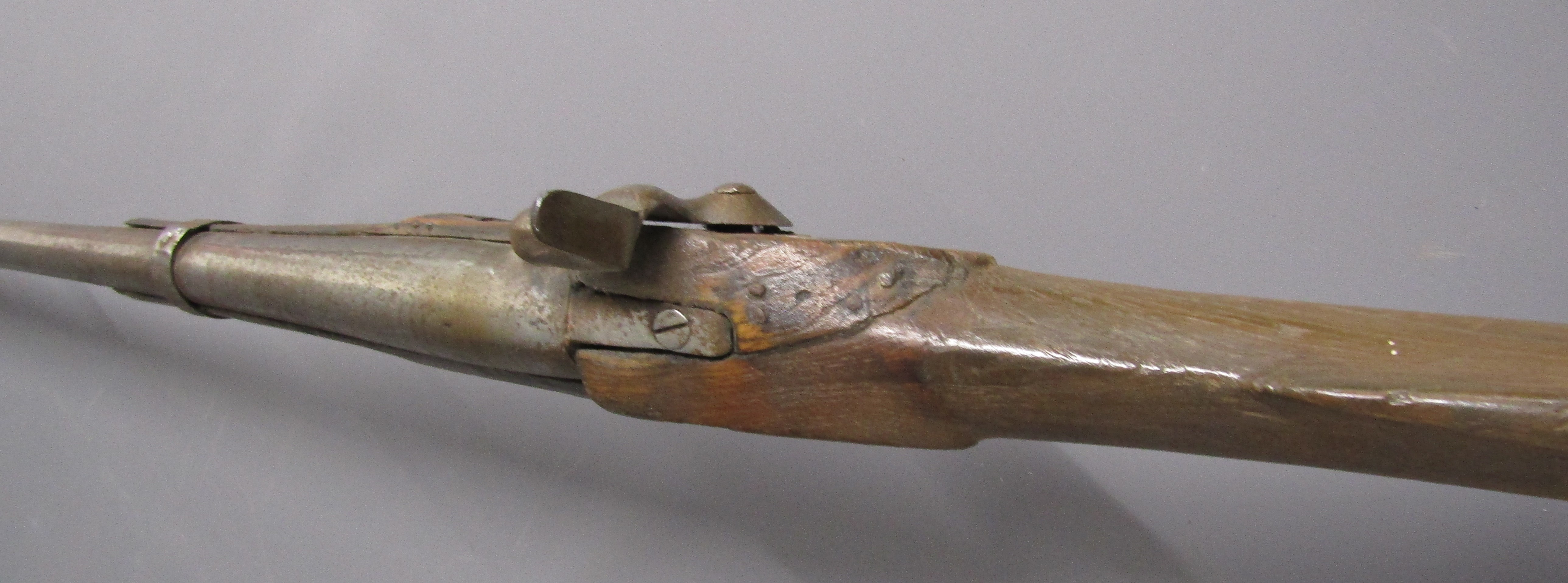 Percussion cap musket with brass plate to butt, stamped marks to trigger and muzzle - Image 9 of 14