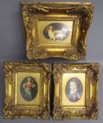 3 ornate gilt framed prints - largest approx. 32cm x 27cm