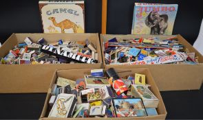 Large collection of vintage matchboxes including large match lighter, 2 jumbo boxes 53cm w x 37d x