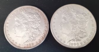 2 x Morgan dollars 1880 & 1878