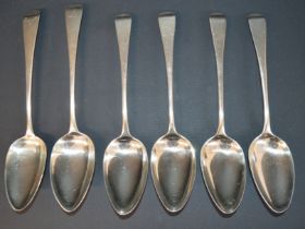 4 Georgian silver serving spoons maker RC, London 1801, Georgian silver tablespoon London 1806 & one