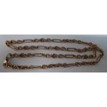 9ct gold figaro link necklace, 29.1g, total length 53cm