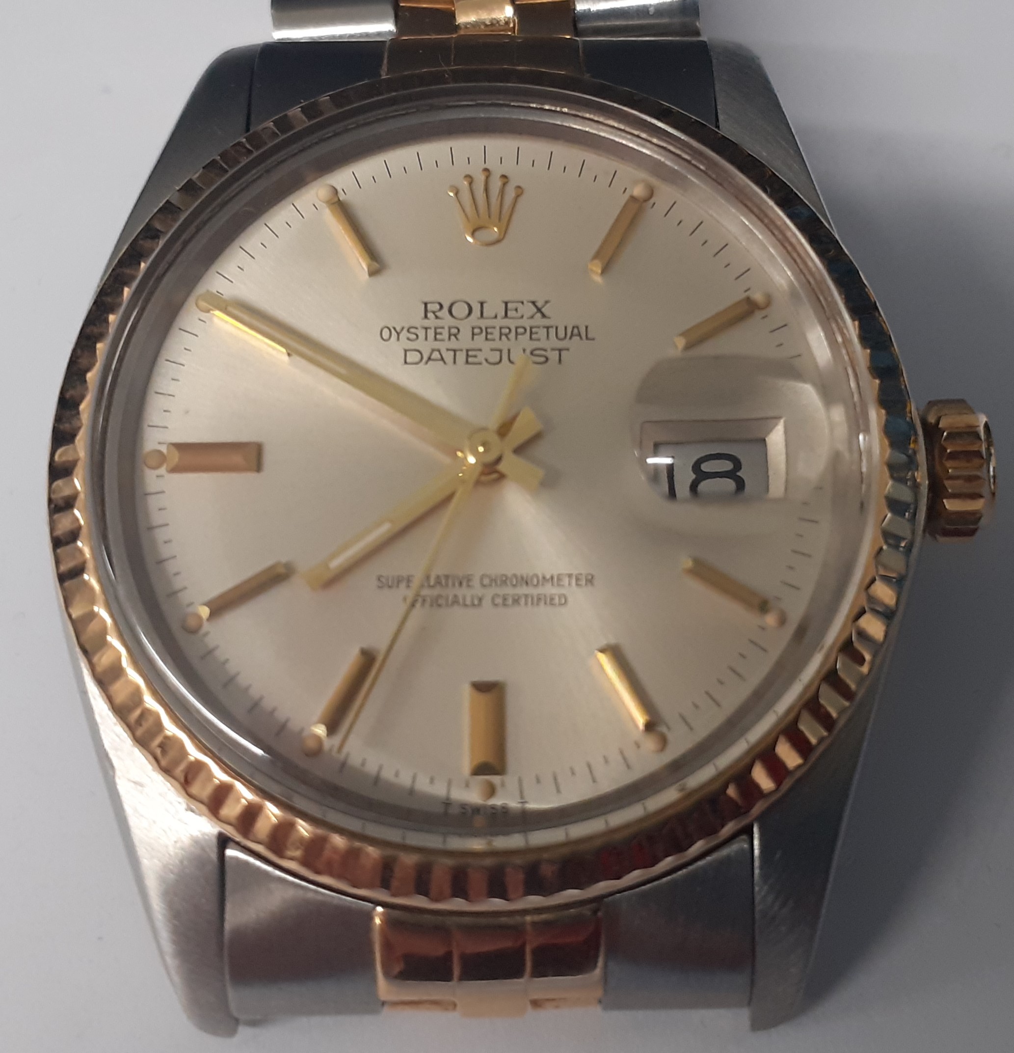 Rolex Oyster Perpetual Datejust wristwatch, 18ct gold & steel, with date aperture, case dia.35mm - Image 2 of 8