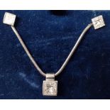 Solitaire diamond pendant (approx. 0.90ct) on 18ct white gold snake chain & pair of matching