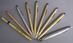 Collection of Cross pens and pencils includes  10kt, 12kt and 14kt rolled gold - some engraved