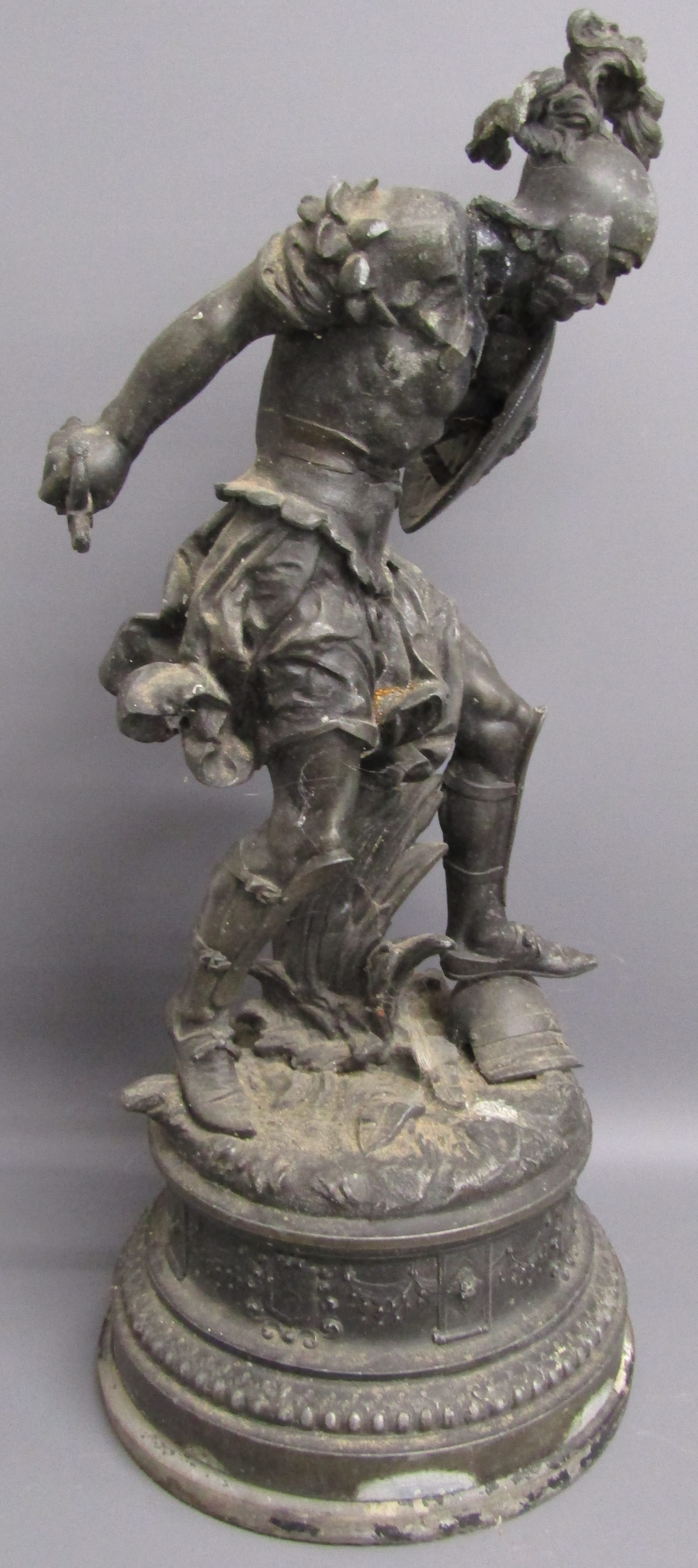 2 spelter figures both showing some damage - largest height approx. 53cm - Image 6 of 7