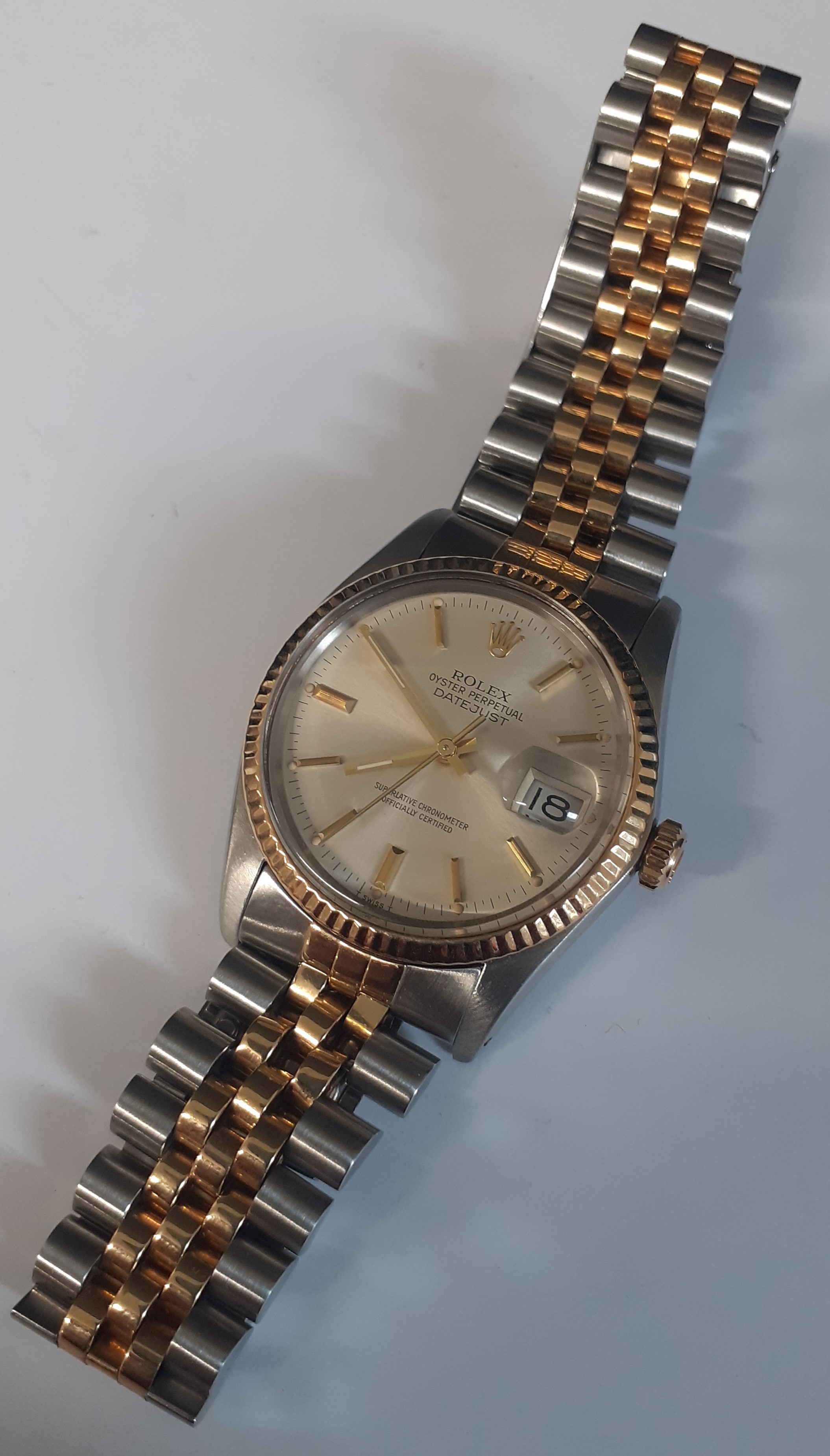 Rolex Oyster Perpetual Datejust wristwatch, 18ct gold & steel, with date aperture, case dia.35mm - Image 3 of 8