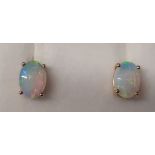 Pair of 9ct gold opal earrings