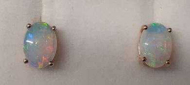 Pair of 9ct gold opal earrings