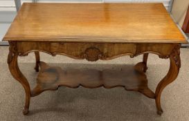 19th century French serving table in walnut with carved cabriole legs 114cm by 55cm Ht 73cm