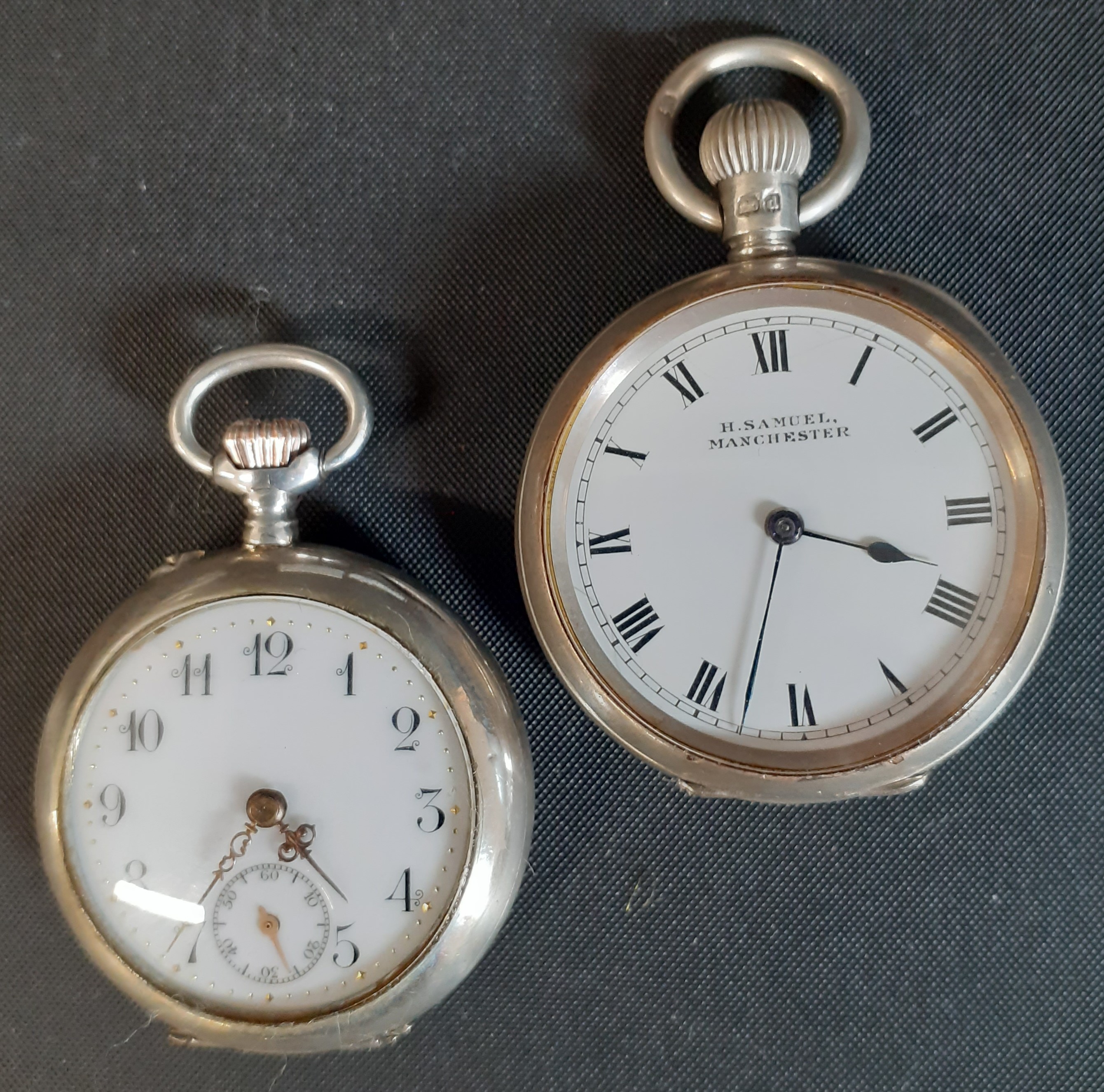 Silver top wind fob watch, Birmingham 1905 with lever escapement (H Samuel Manchester), Alpina white - Image 2 of 2