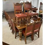 Set of 18 late Victorian dining chairs in oak including a carver