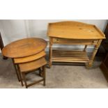 Oak nest of tables & a Victorian pine washstand