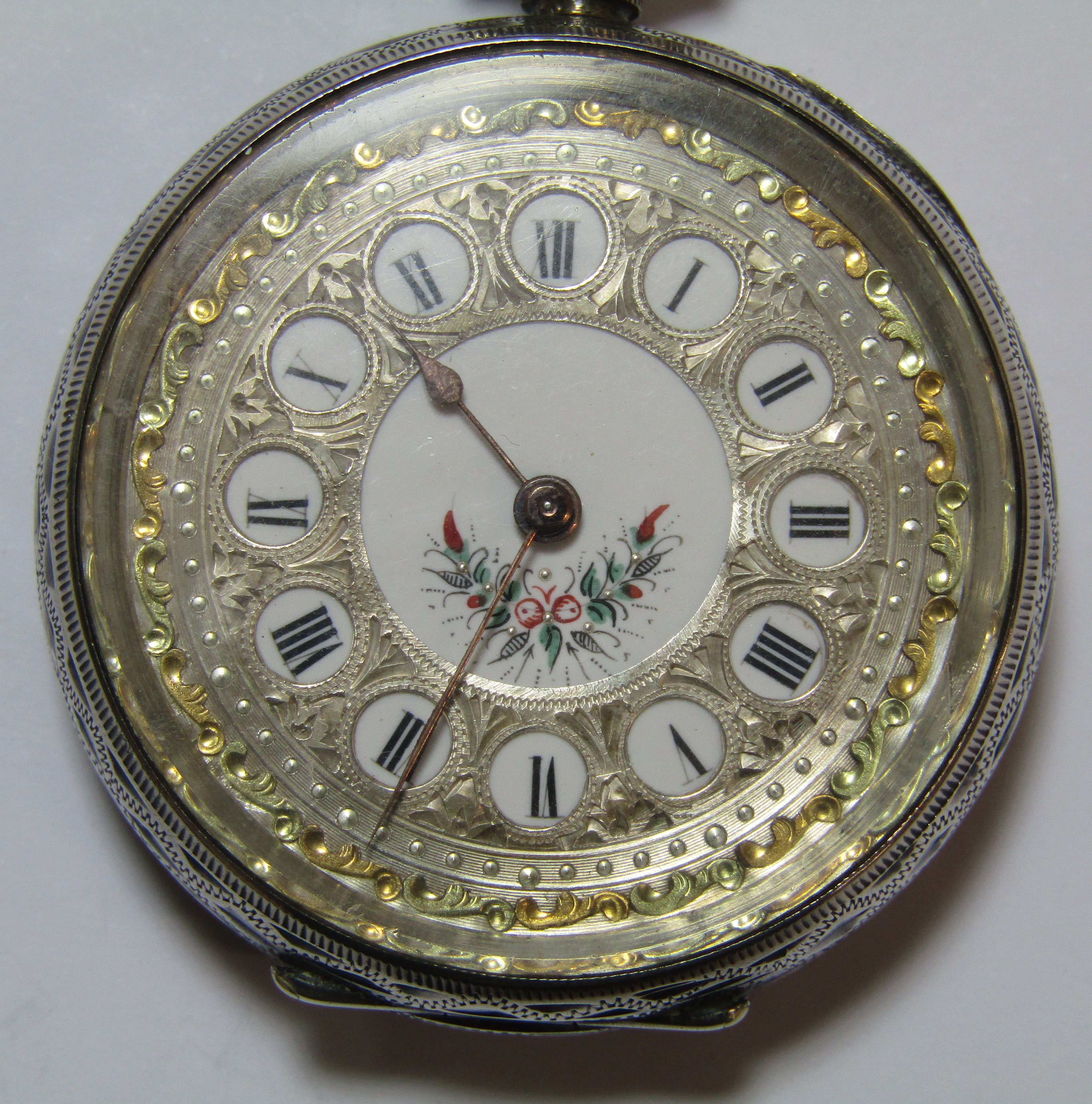 Ladies silver cased fob watch (works intermittently) - Image 2 of 7