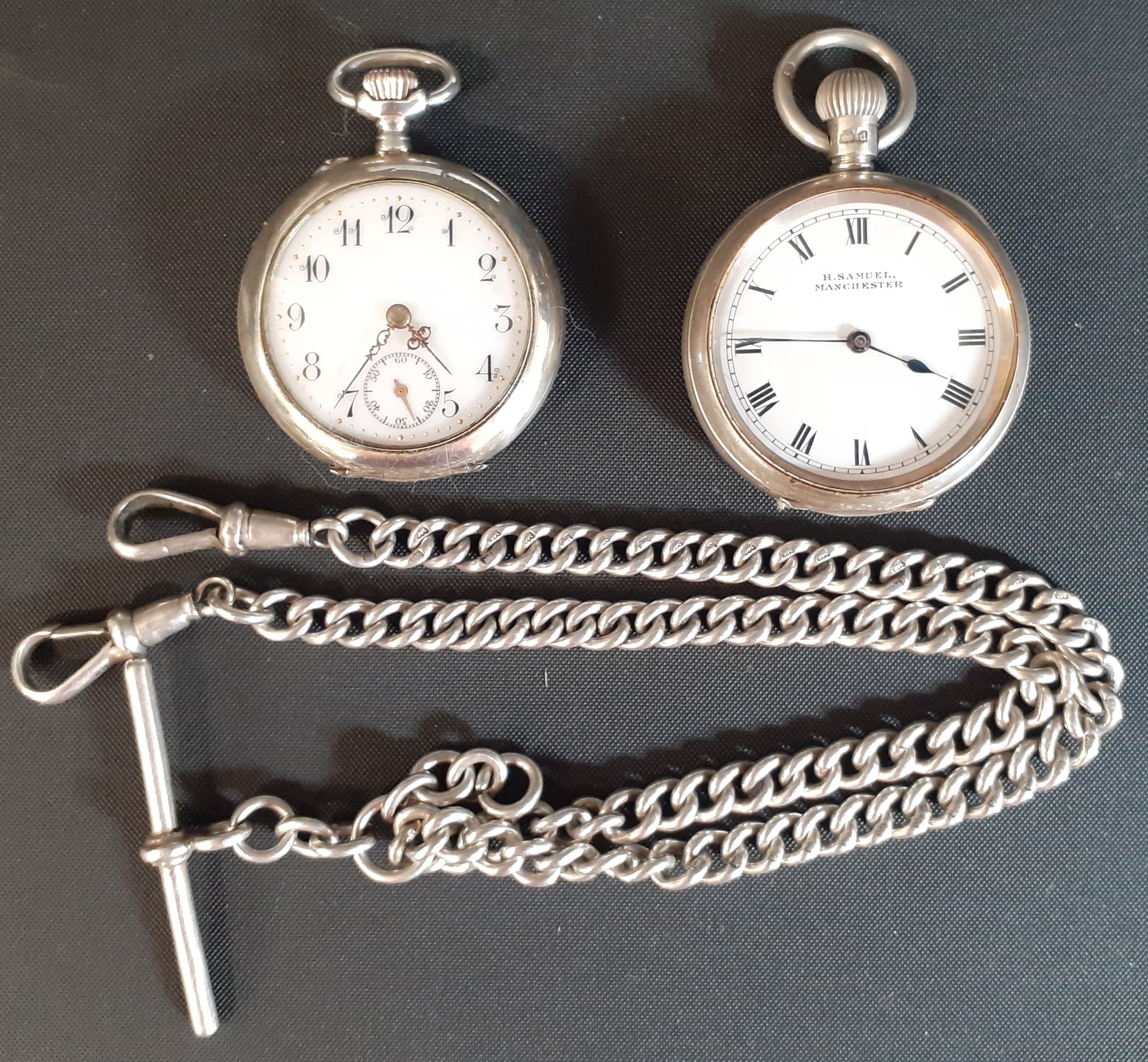 Silver top wind fob watch, Birmingham 1905 with lever escapement (H Samuel Manchester), Alpina white