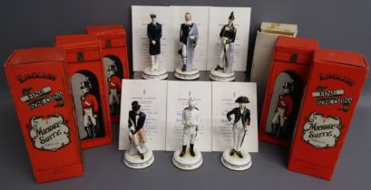 6 Michael J Sutty 'Officers of the Royal Navy Period Uniforms' figures all limited edition 10/