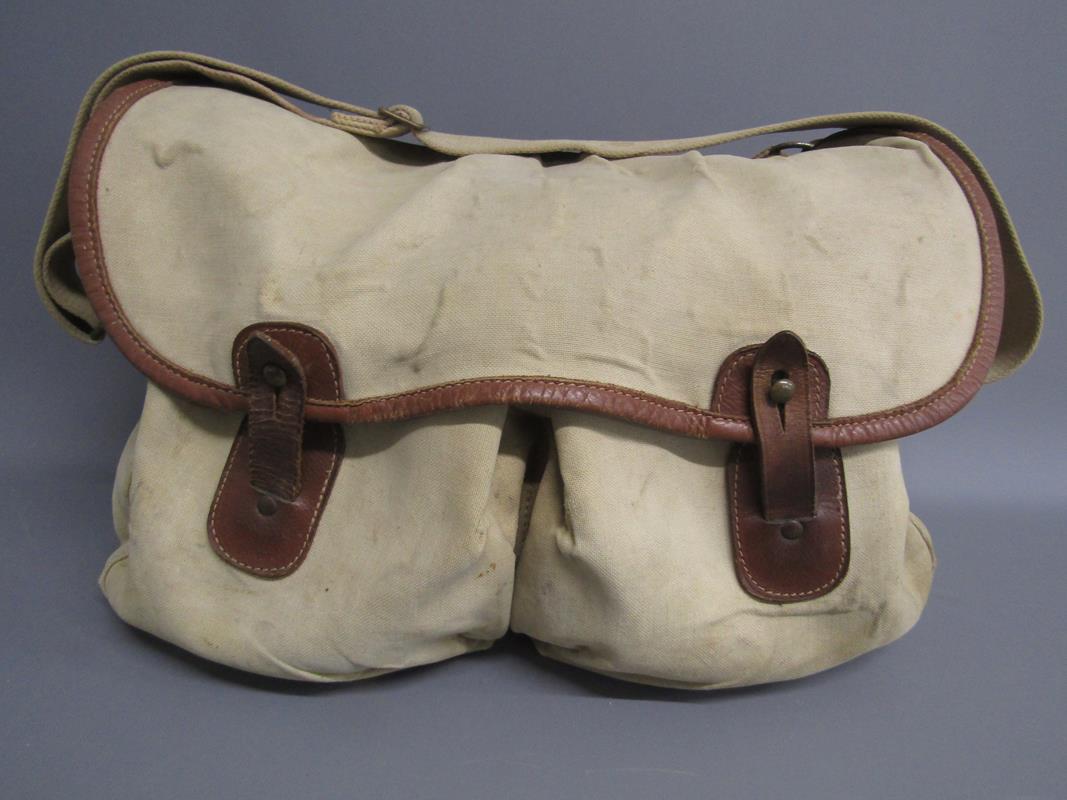Brady canvas and leather fishing bag with liner - Image 3 of 10