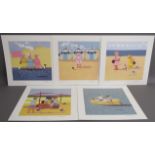 Unframed Sasha Harding folio of 5 pencil signed, titled & numbered limited edition seaside themed