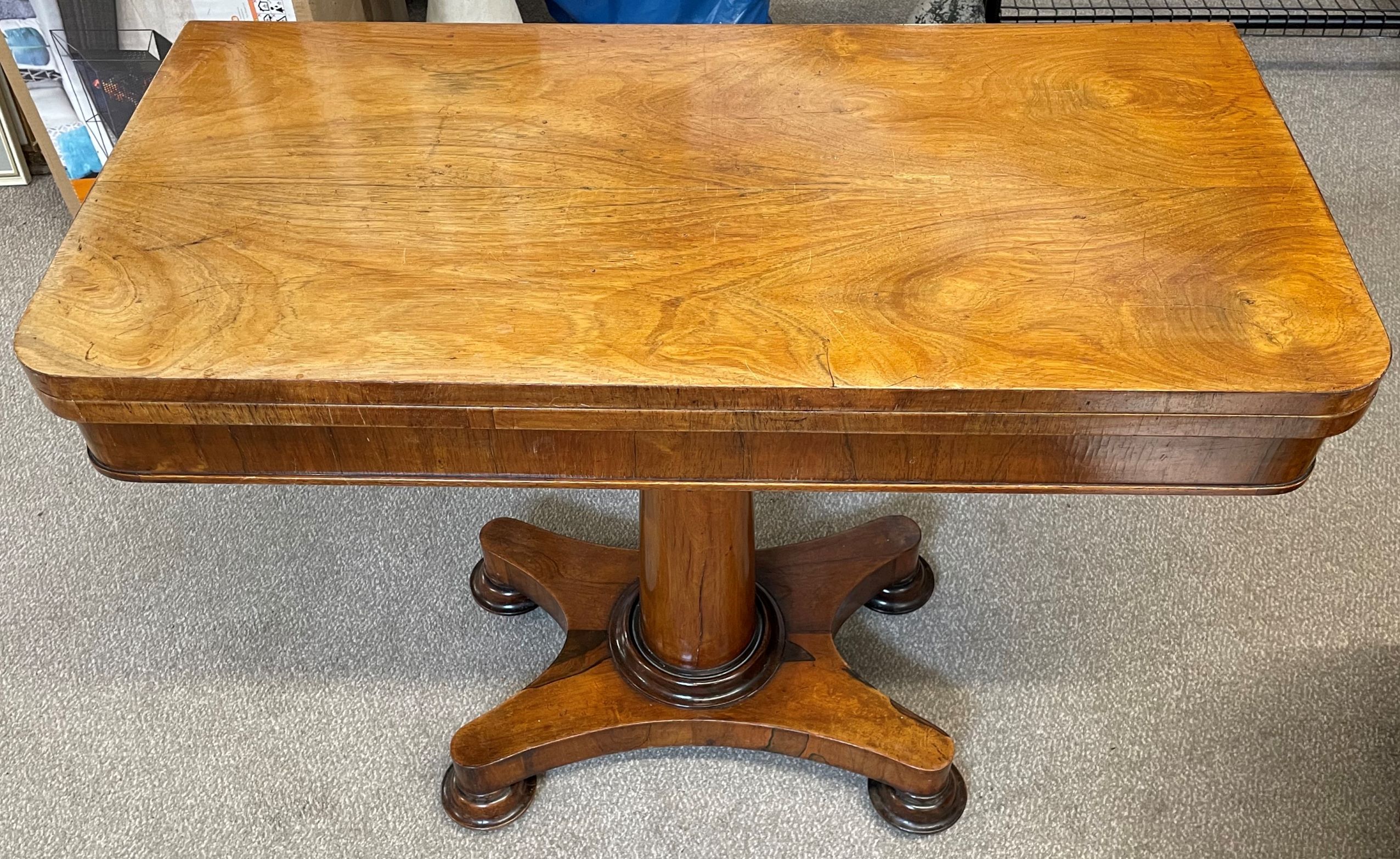 Early 19th century fold over card table in rosewood