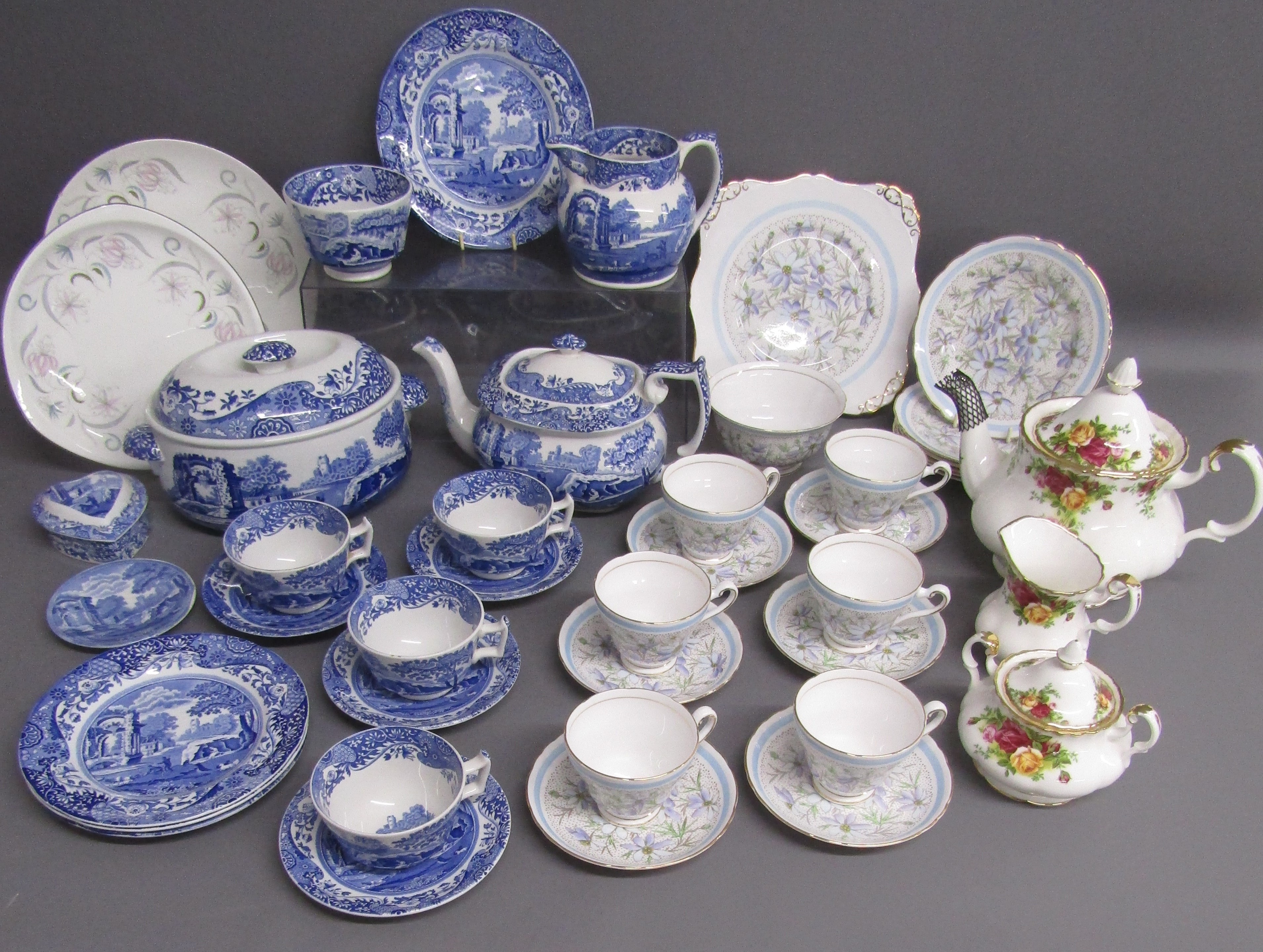 Collection of Spode Italian, Tuscan bone China tea set, Royal Albert 'Old Country Roses' teapot,