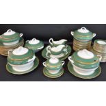 Large Coalport green & gilt dinner service (12+ setting)