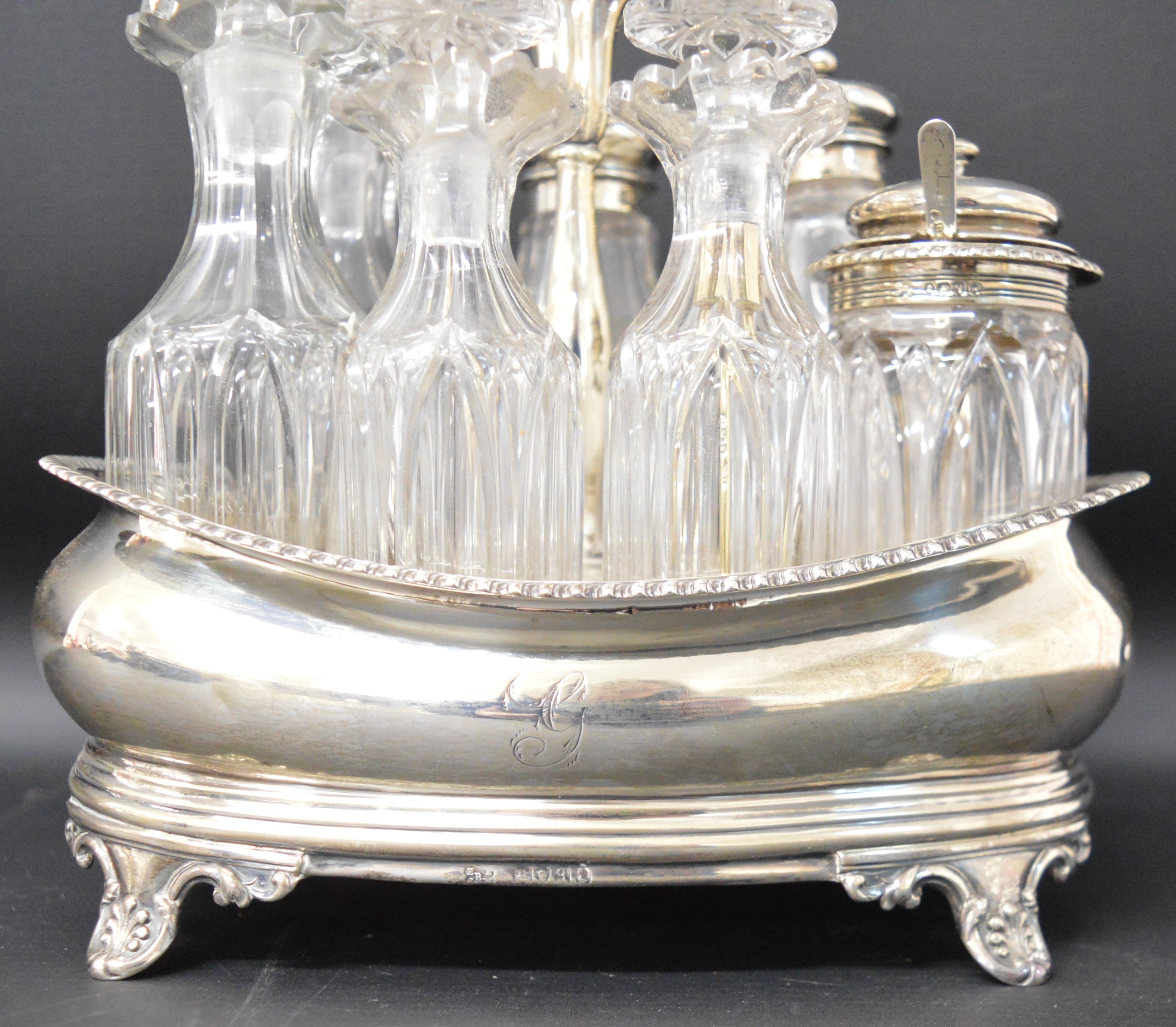 William IV silver 7 bottle cruet London 1831, maker Edward, Edward Junior, John & William Barnard ( - Bild 3 aus 10