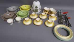 Old Foley Oregon Pine soup bowls and saucers, Susie Cooper hand painted cups, Gray's Pottery