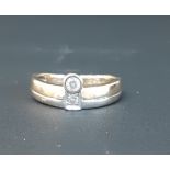 9ct two tone gold ring set with two diamonds 2.8g, size N