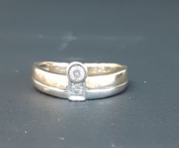9ct two tone gold ring set with two diamonds 2.8g, size N