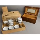 20 Talisker whisky ceramic mugs (unused) & a cigar conditioning box