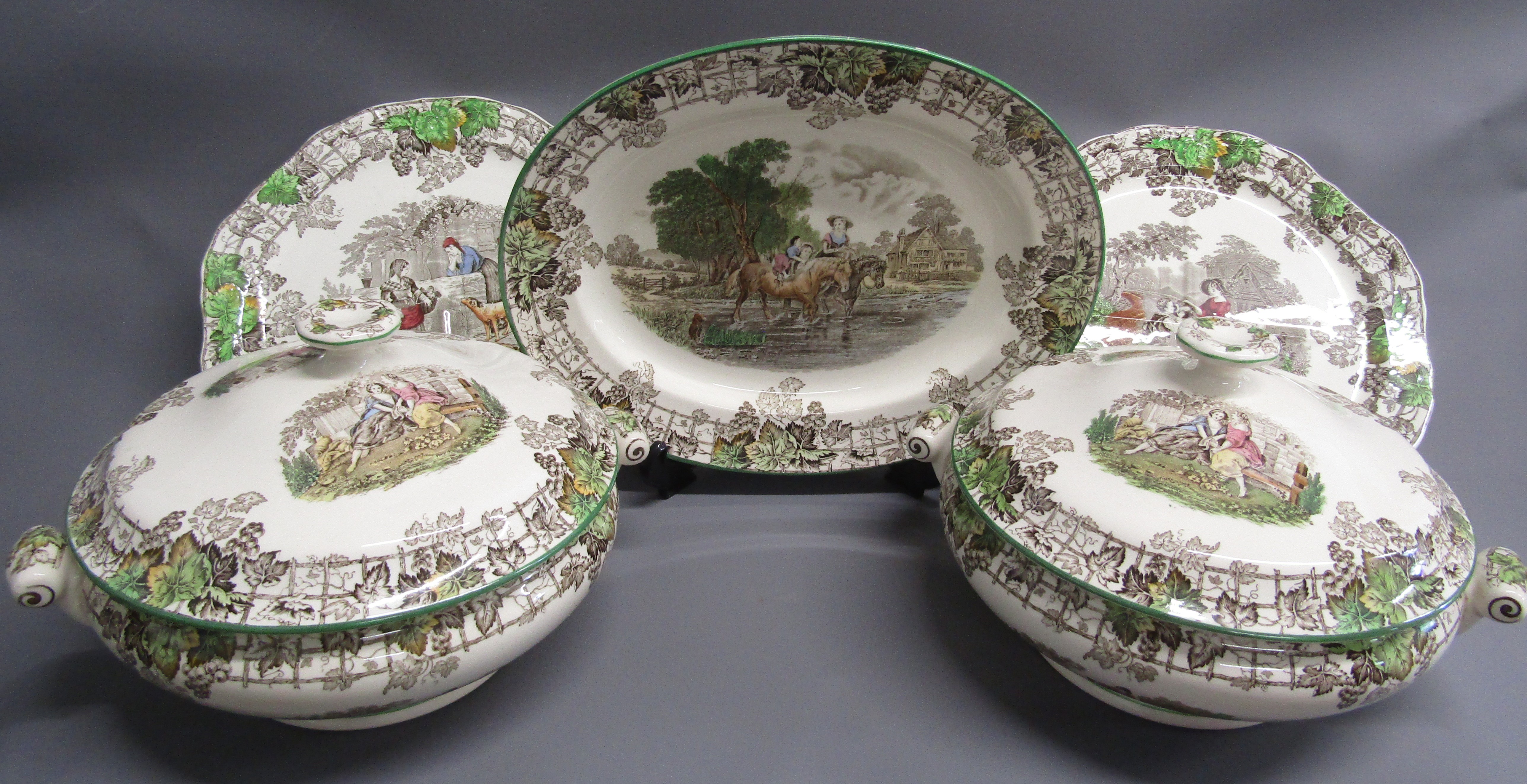 Large collection of Copeland Spode 'Spode's Byron' includes plates, tureens, bowls, teaset, coffee - Image 2 of 7