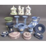 Wedgwood Jasper ware in dark blue, light blue, green and lilac, includes 'The Dancing Hours' Danbury