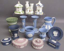 Wedgwood Jasper ware in dark blue, light blue, green and lilac, includes 'The Dancing Hours' Danbury