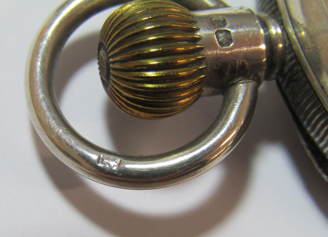 Silver A.W.W & Co Waltham Mass top wind pocket watch stamp to crown and ring (currently working) - Image 3 of 9