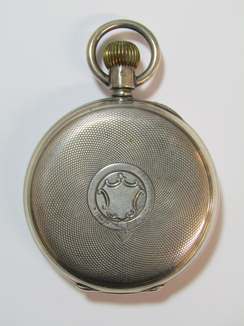 Silver A.W.W & Co Waltham Mass top wind pocket watch stamp to crown and ring (currently working) - Image 5 of 9
