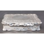 Victorian silver snuff box, George Unite, Birmingham 1867, with foliate clasp, engraved