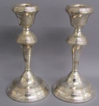 Pair of weighted silver candlesticks Broadway & co Birmingham 1968