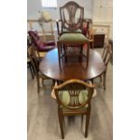 G Plan draw leaf table with 6 Hepplewhite style chairs