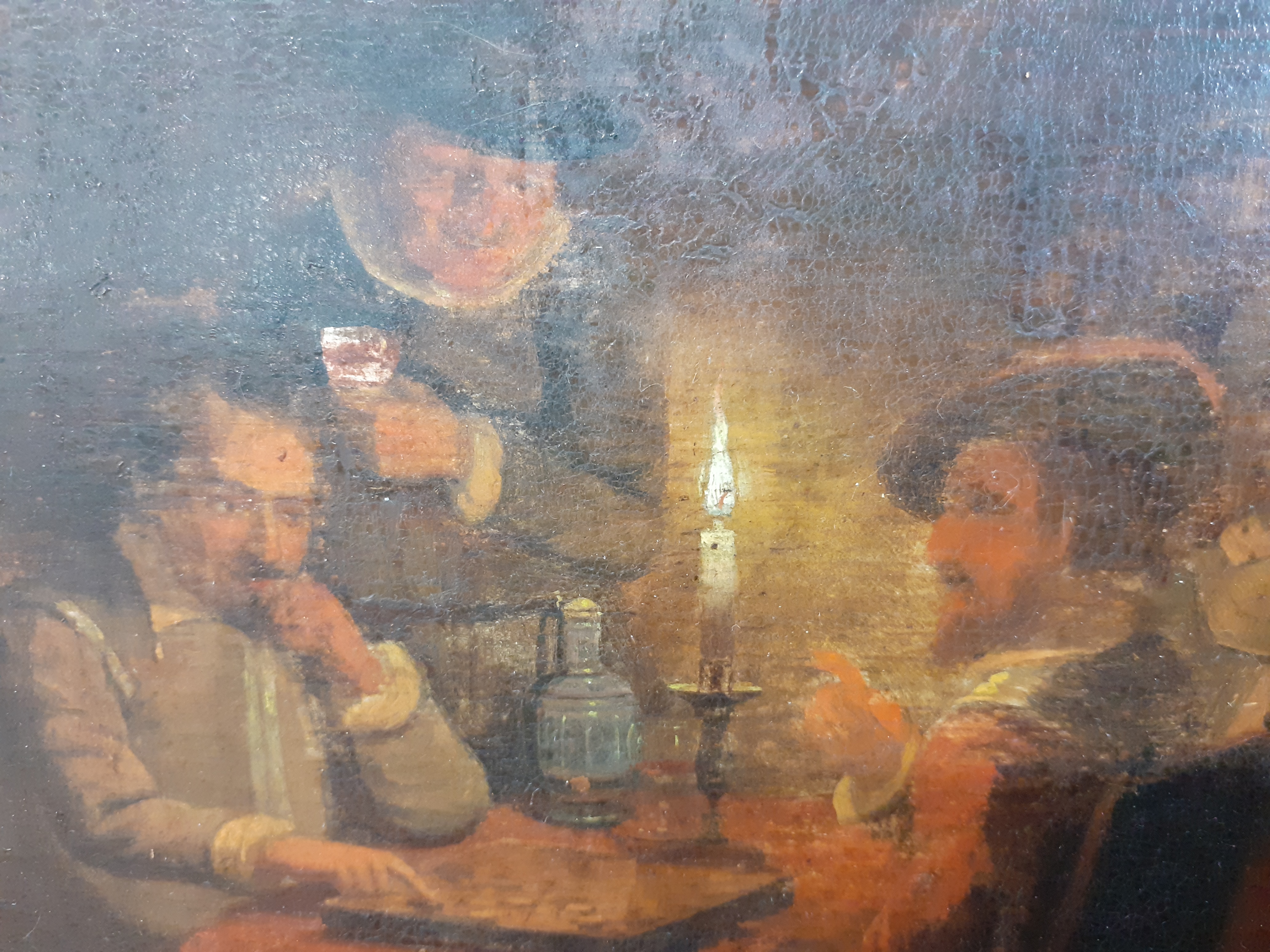 Continental antique oil on panel depicting interior scene with seated figures in 16th century dress, - Image 5 of 7