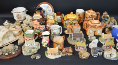 Selection of Toby / character jugs, cottage ware, Lilliput Lane & similar cottages, collectors