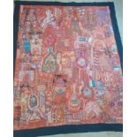 Large 20th century Indian patchwork bedspread / wall hanging / kantha throw, made up of hand made