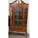 Later Victorian/Edwardian display cabinet on cabriole legs Ht 85cm W 97cm D 38cm