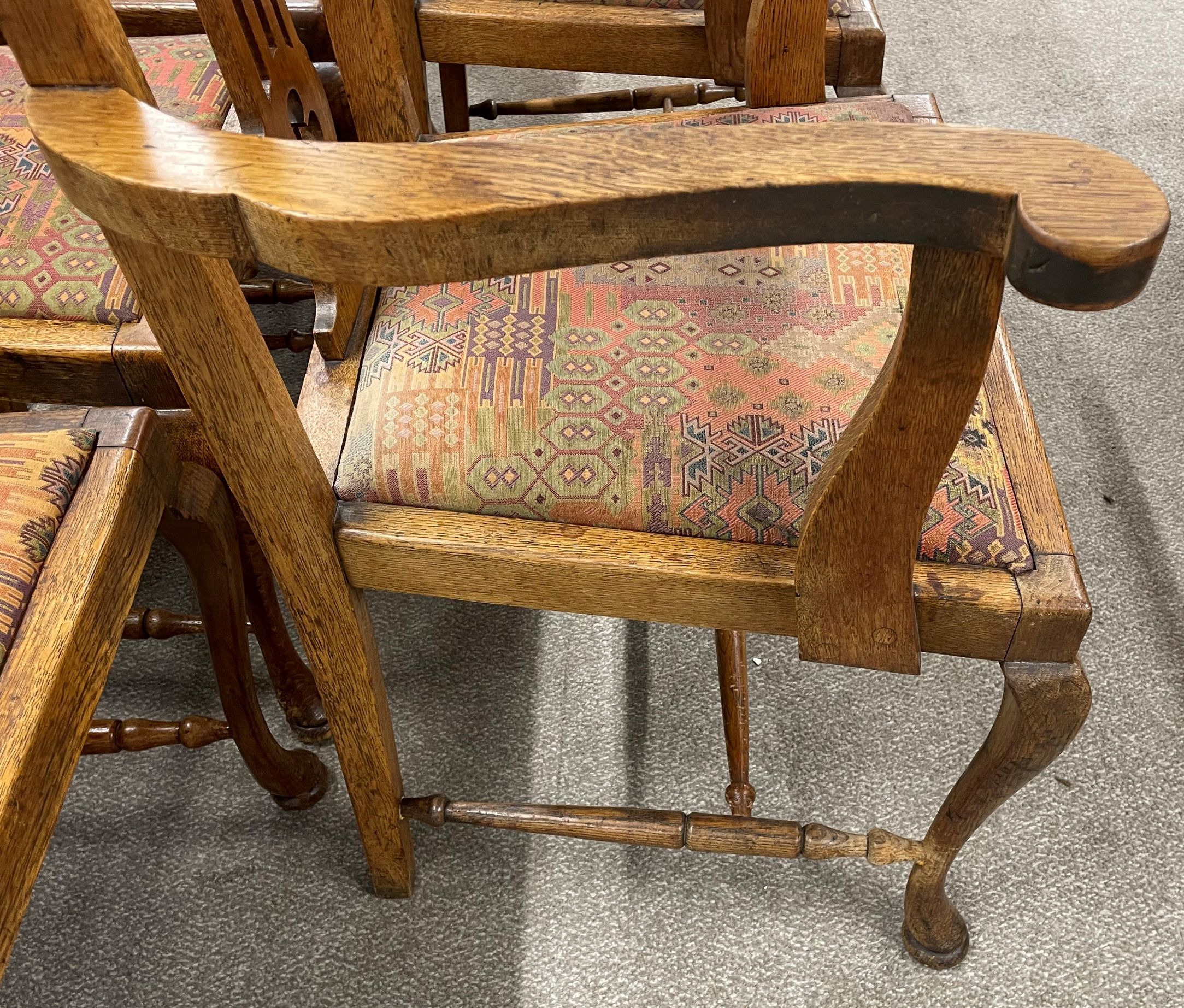 6 late Victorian oak dining chairs including 2 carvers - Image 2 of 2